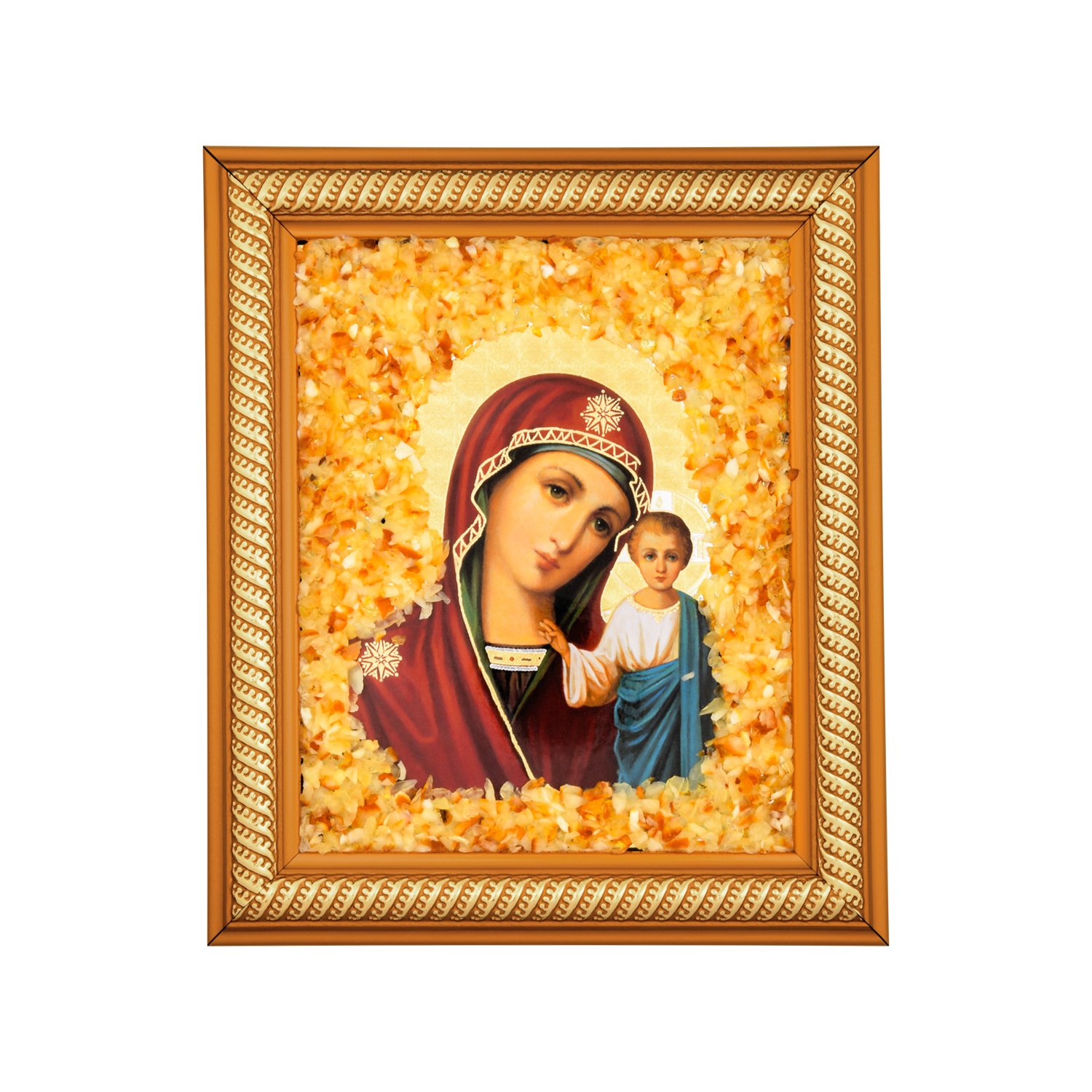 Фото «Икона «Казанская Божия Матерь» из янтаря»