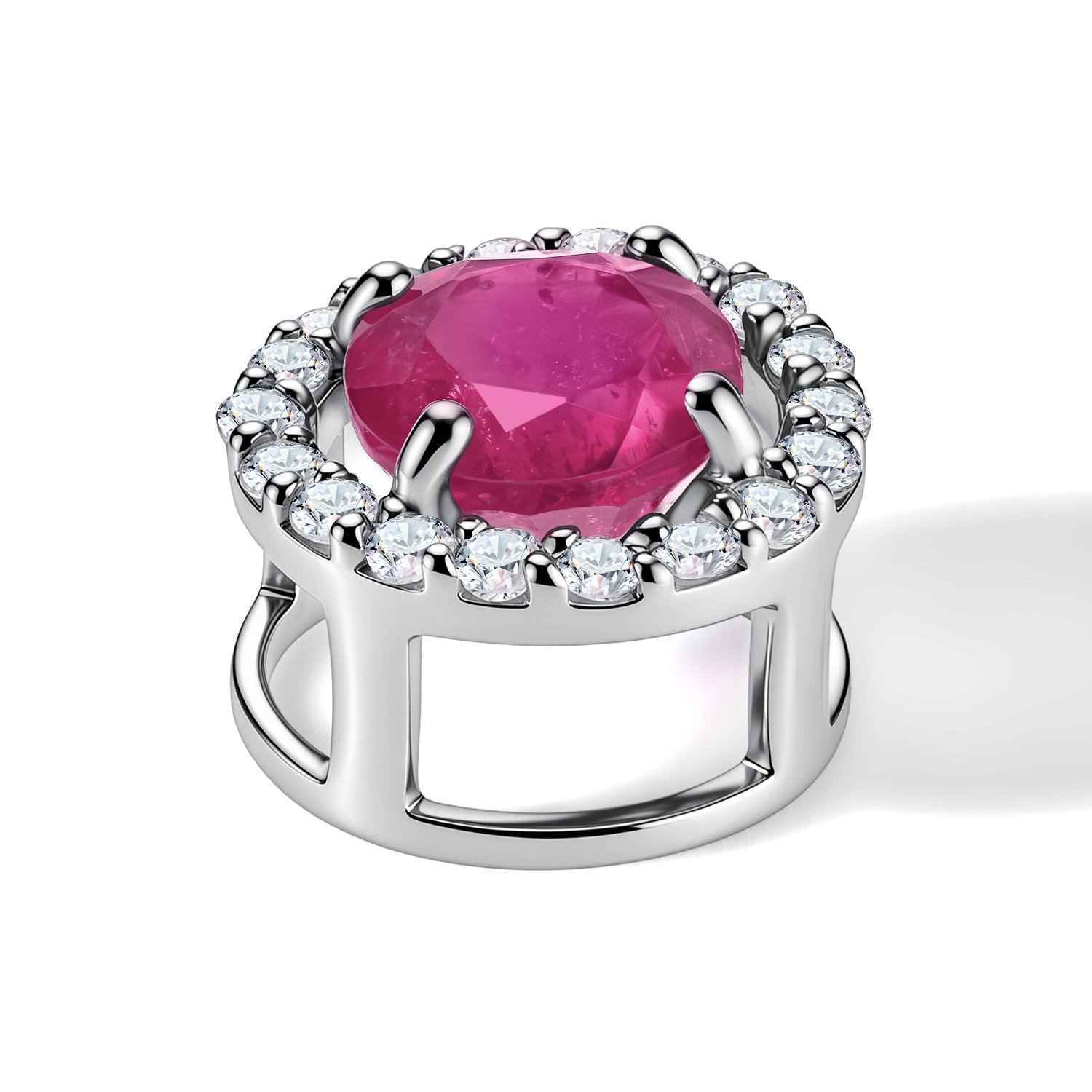 Серебряная подвеска с рубином и сапфирами