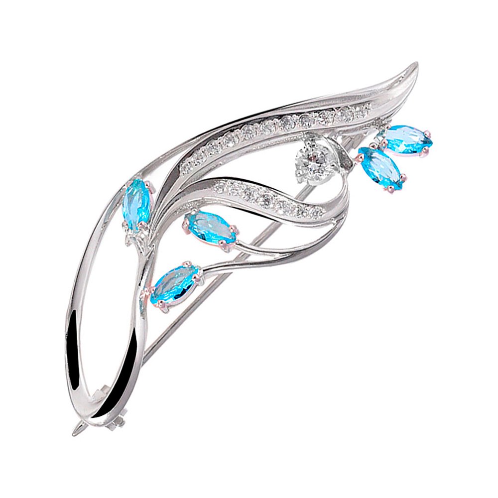 Серебряная брошь с фианитами