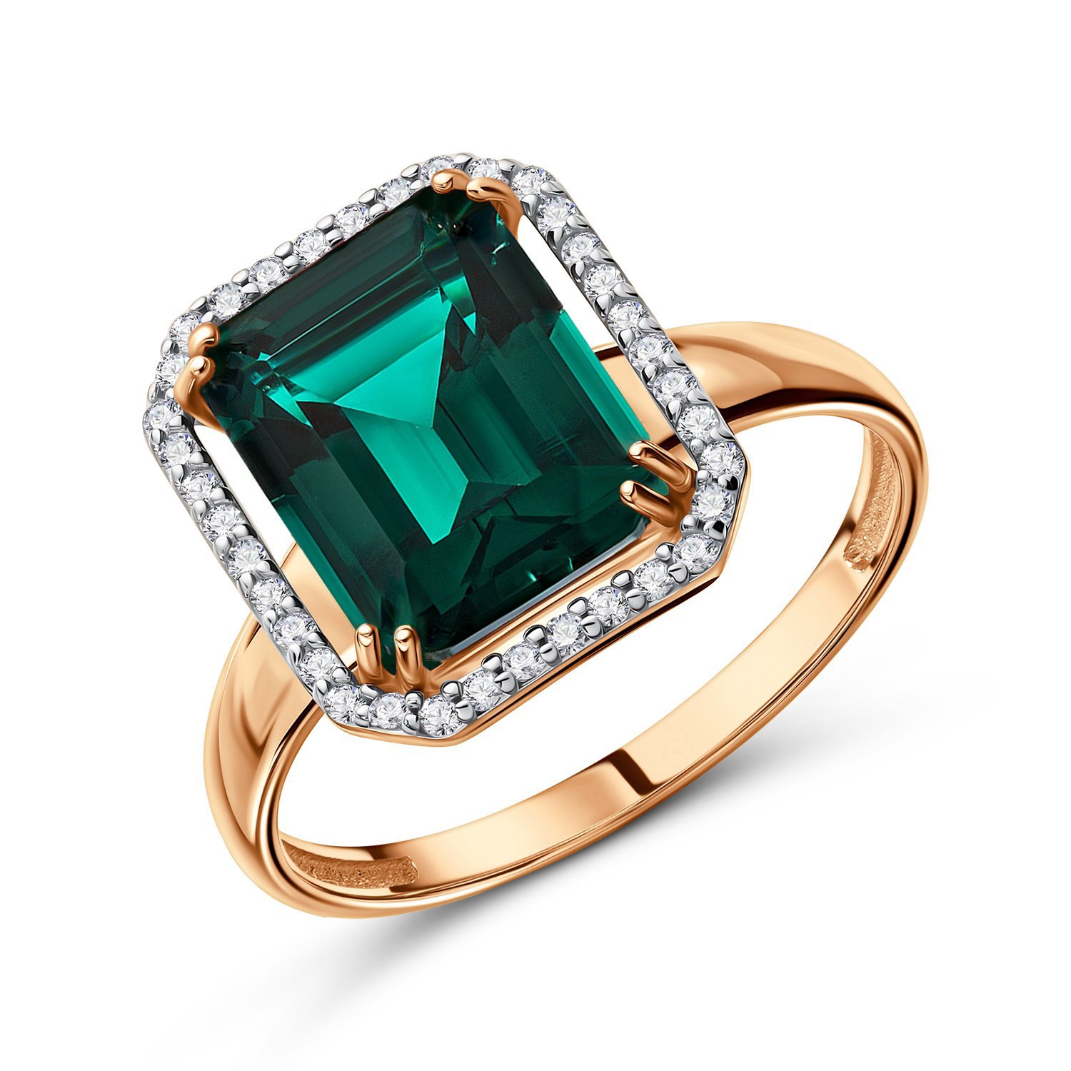 Фото «Золотое кольцо с ситаллом и фианитами»