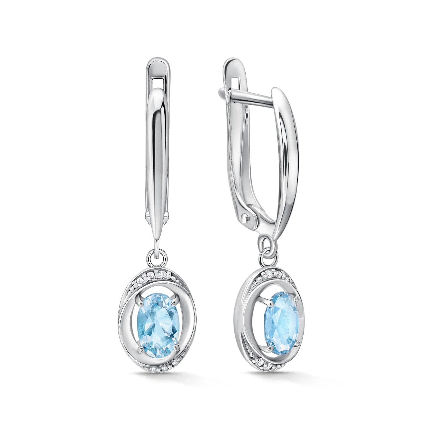 Фото «Золотые серьги с топазами Sky и фианитами»