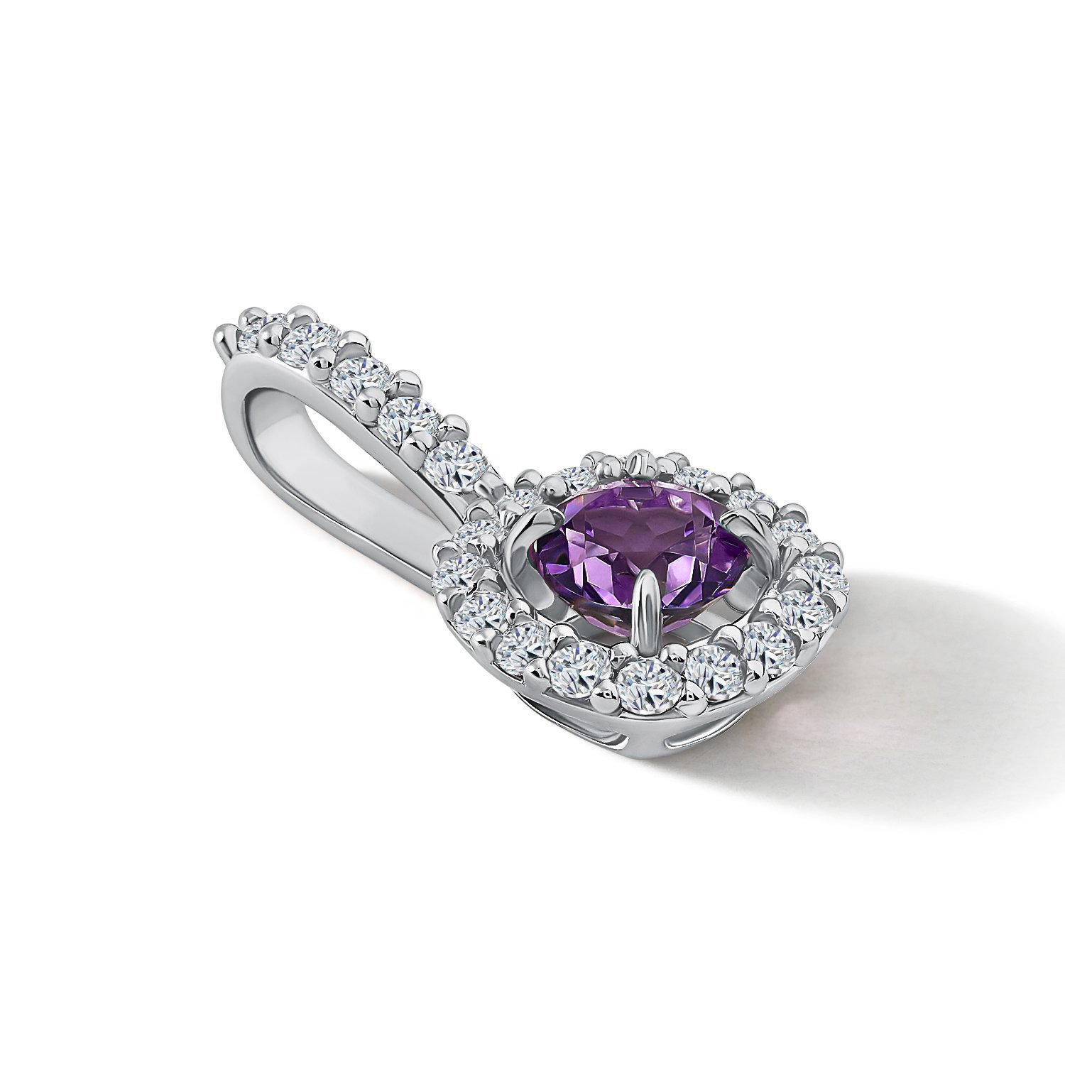 Серебряная подвеска с аметистом и фианитами