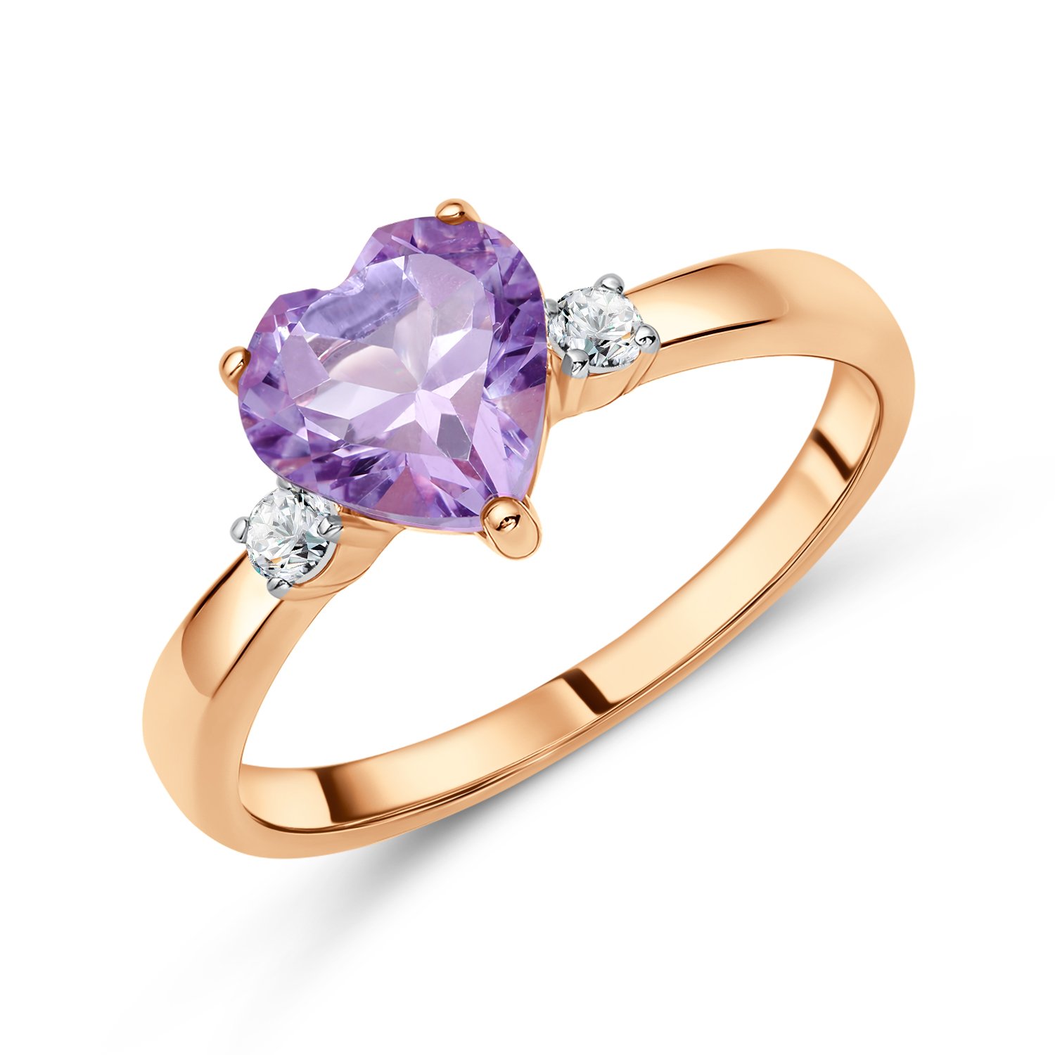 Фото «Золотое кольцо с аметистом и фианитами»