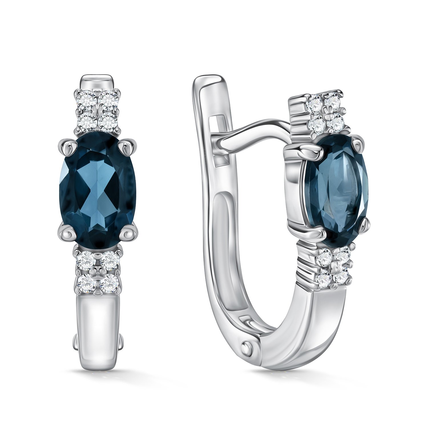 Фото «Золотые серьги с топазами London и бриллиантами»