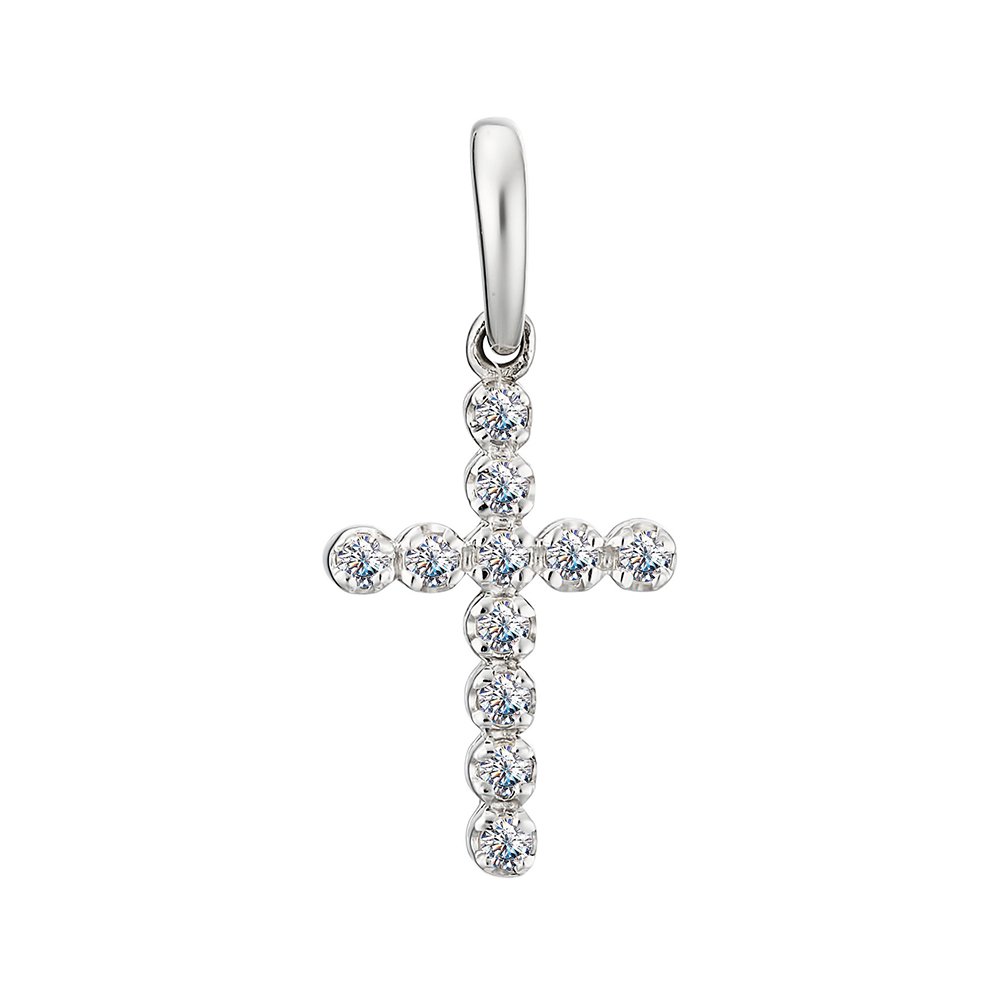 Серебряная подвеска Крест с фианитами