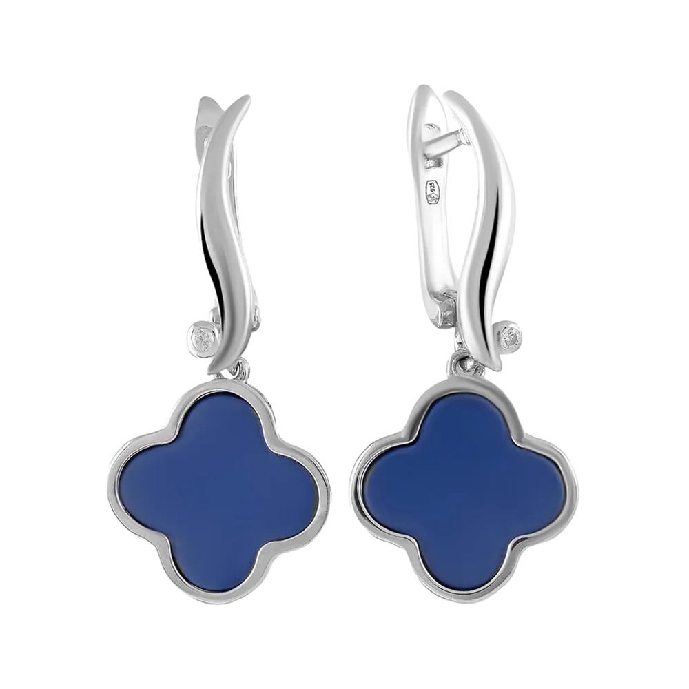 Фото «Серебряные серьги с керамикой и фианитами»