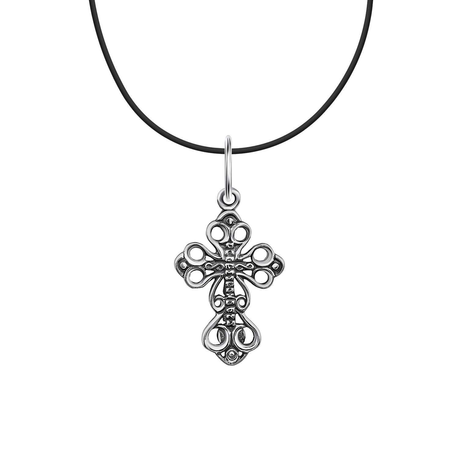 Серебряный православный крест с фианитом