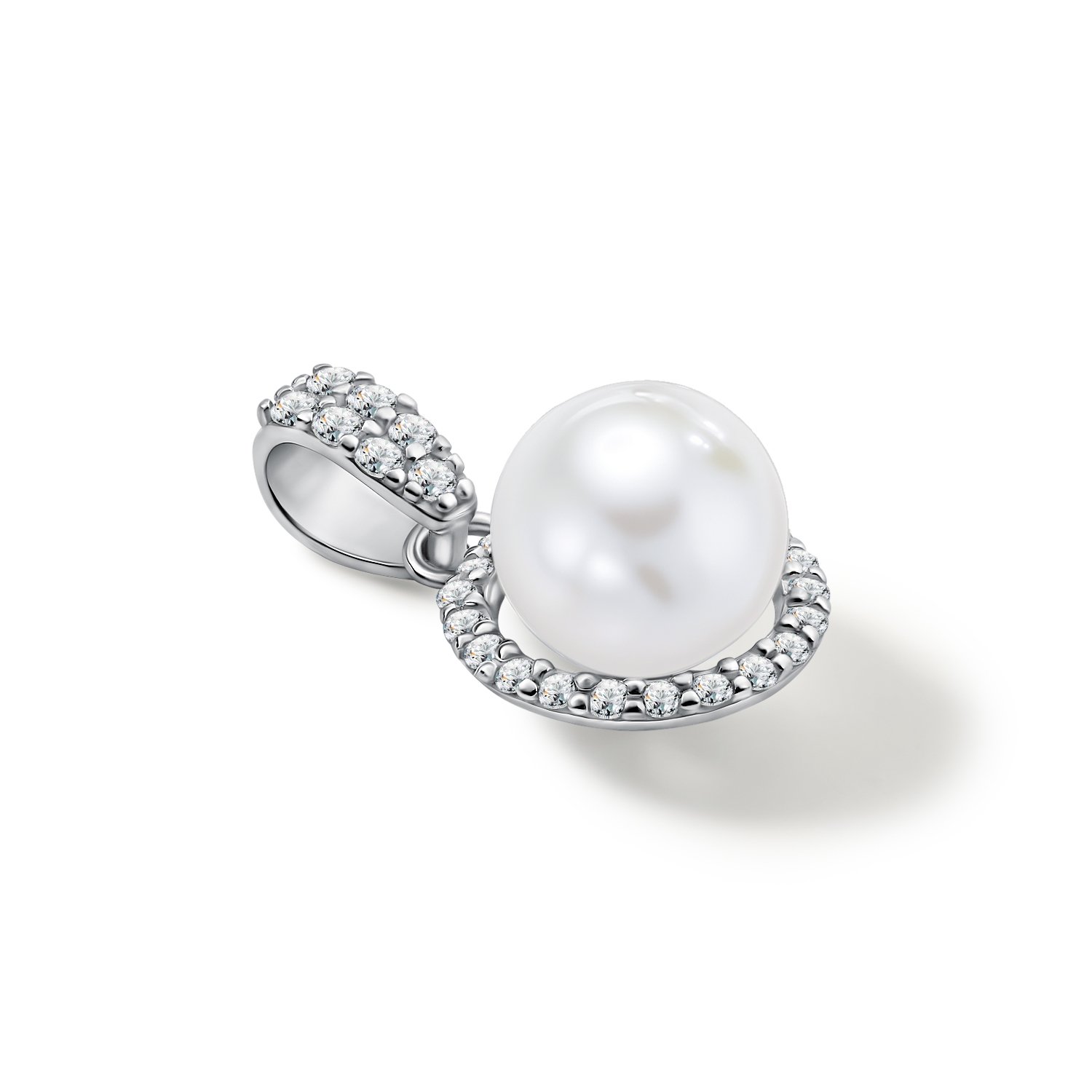 Золотая подвеска с жемчугом и фианитами