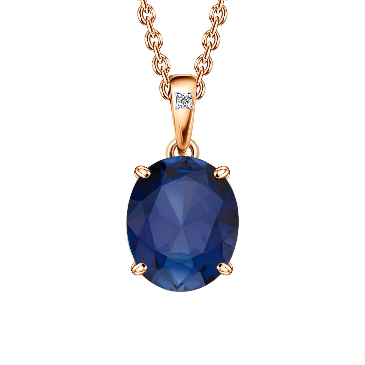 Золотая подвеска с сапфиром и бриллиантом