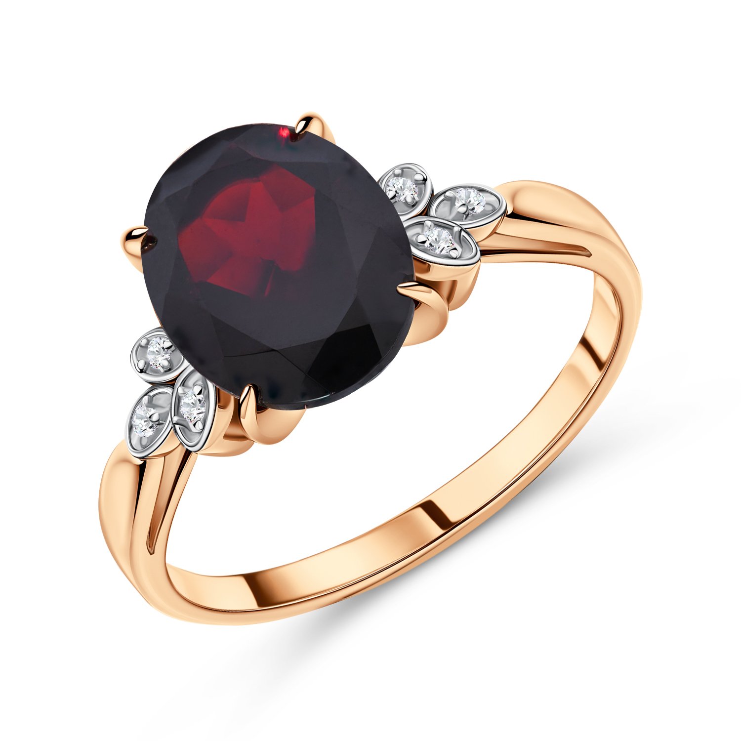 Фото «Золотое кольцо с гранатом и бриллиантами»