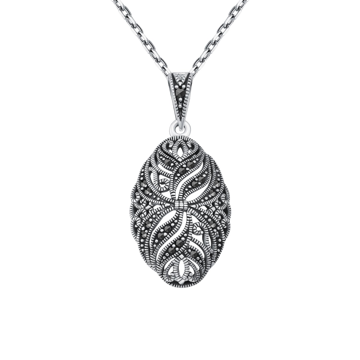 Серебряная подвеска с марказитами и чернением