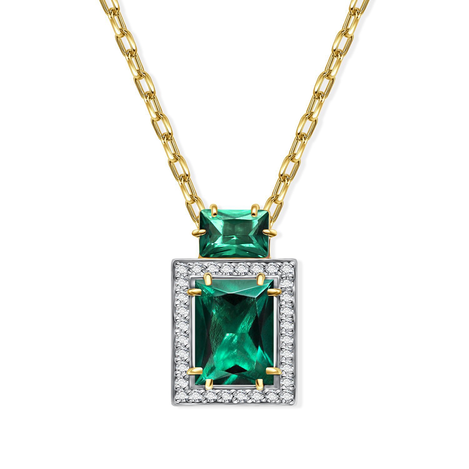 Фото «Золотая подвеска с изумрудами выращенными и бриллиантами»