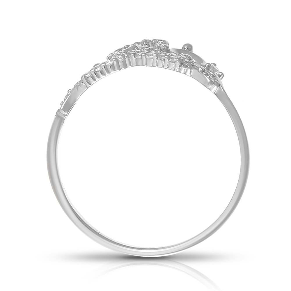 Серебряное кольцо Корона с фианитами и родированием