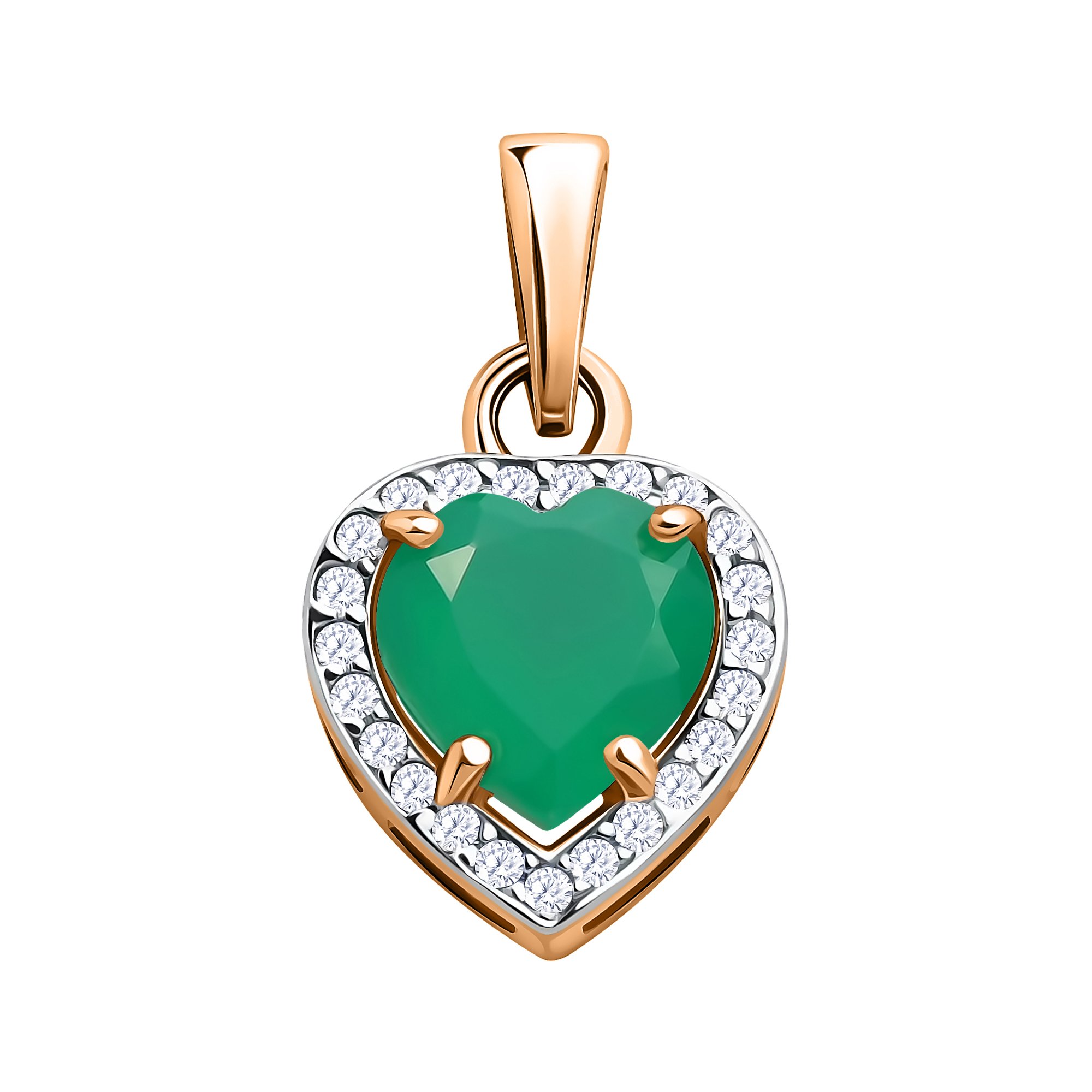 Золотая подвеска с агатом и фианитами