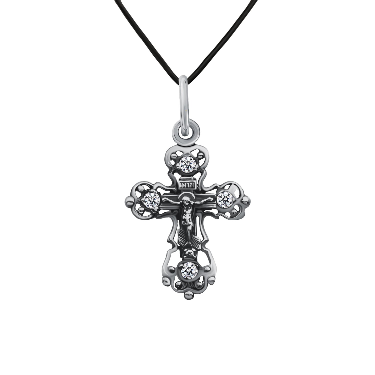 Серебряный крест с фианитами