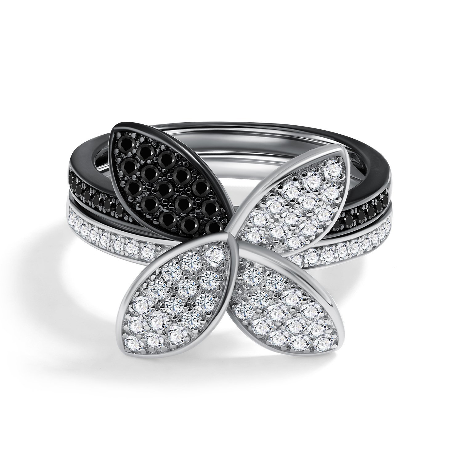 Серебряное кольцо с нанокристаллами и фианитами