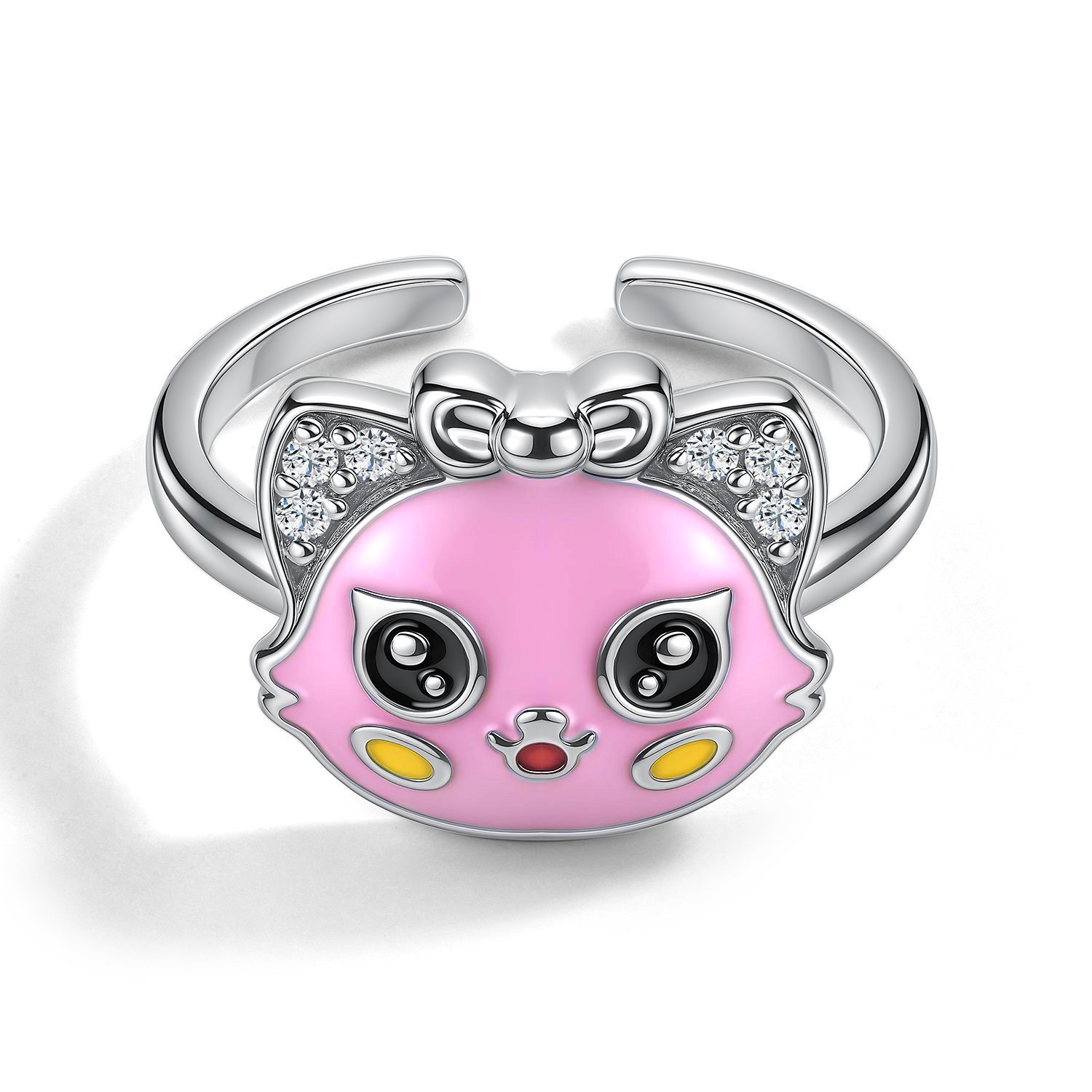 Серебряное кольцо с эмалью и фианитами