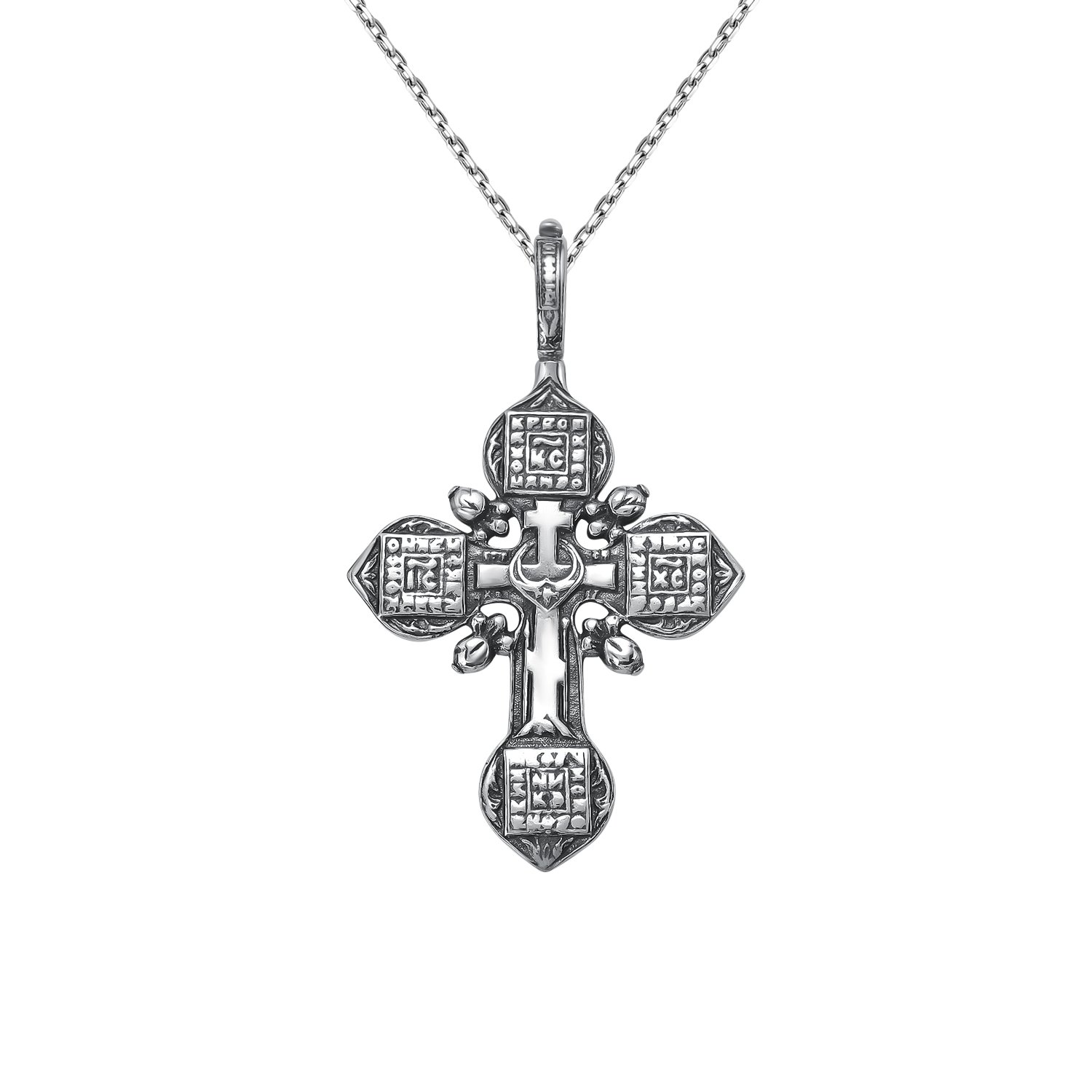 Серебряные крест с чернением