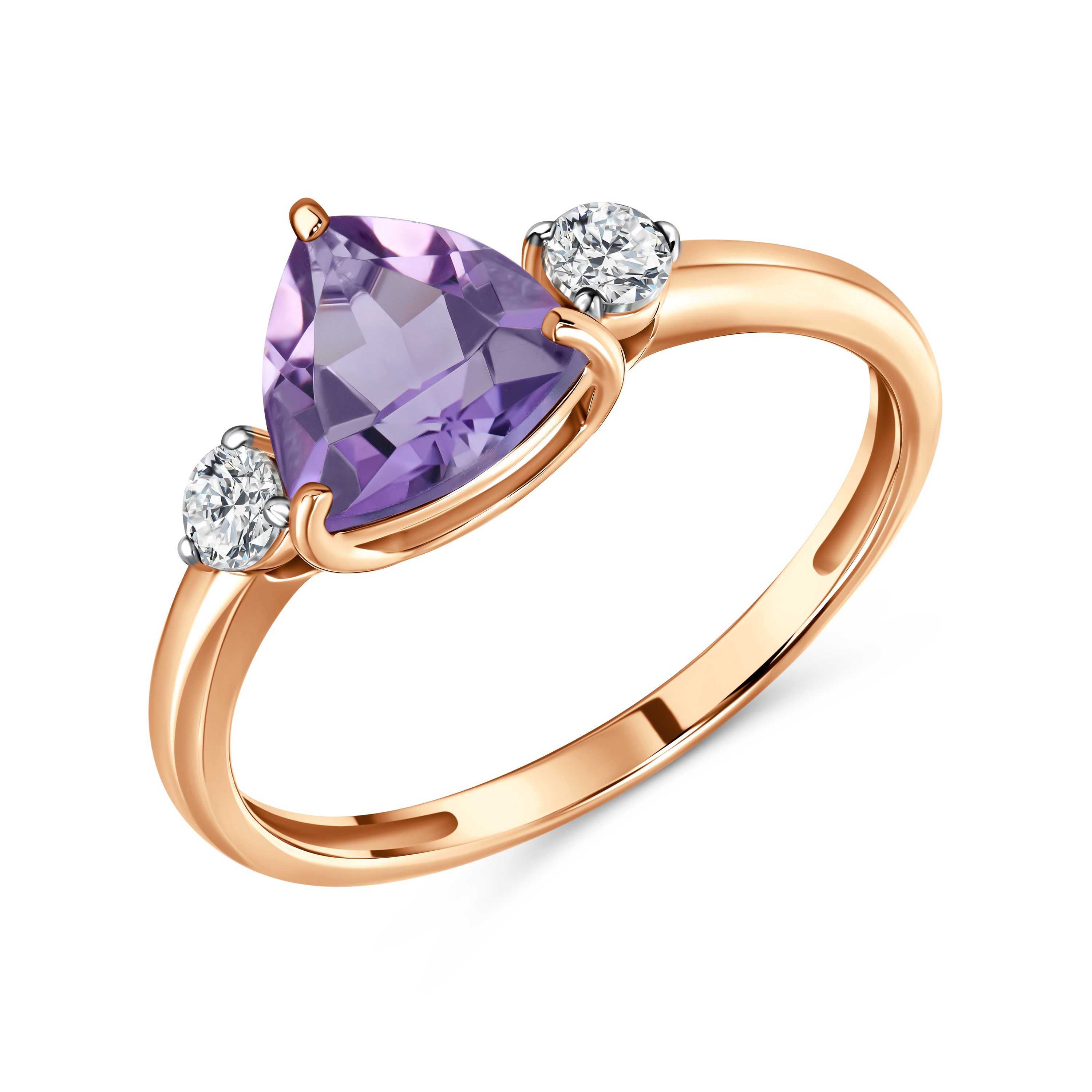 Фото «Золотое кольцо с аметистом и фианитами»