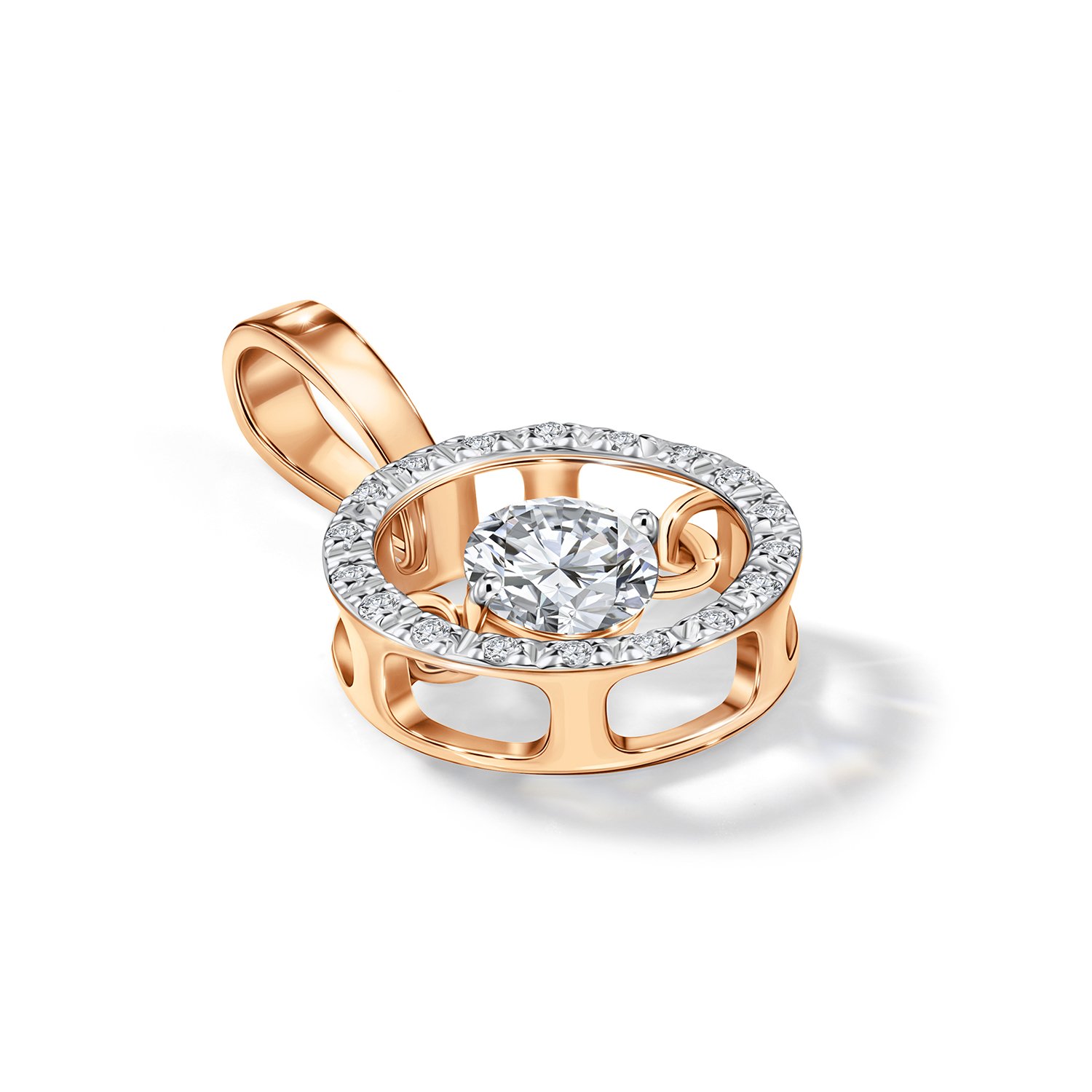 Золотая подвеска с бриллиантами выращенными