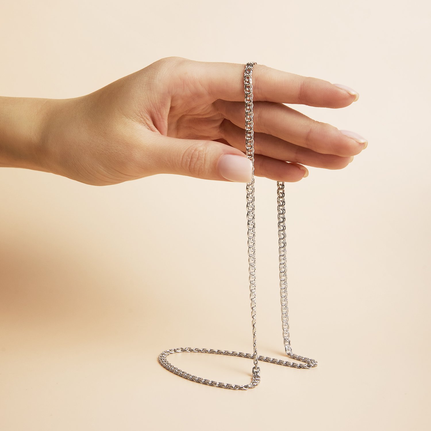 Серебряная цепь ручной работы полновесная