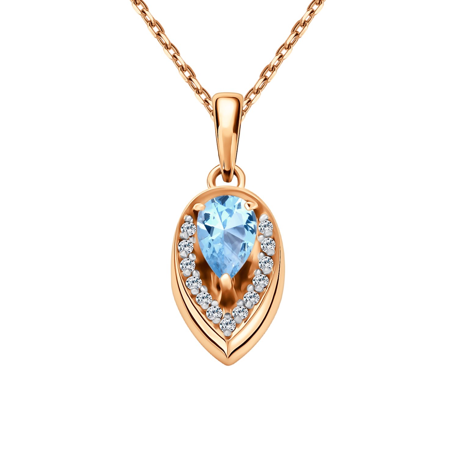 Золотая подвеска с топазом и фианитами