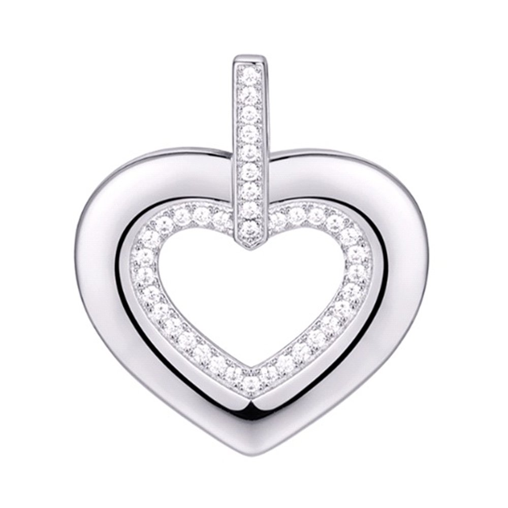 Серебряная подвеска с фианитами и родированием