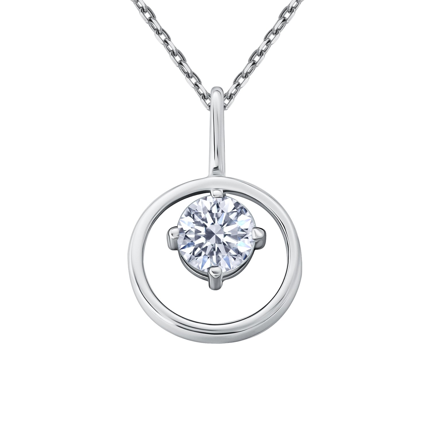 Серебряная подвеска с фианитом и родированием