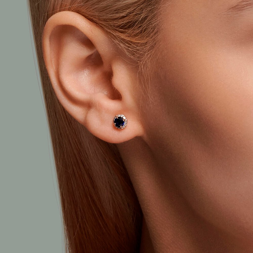 Золотые серьги с сапфирами и бриллиантами