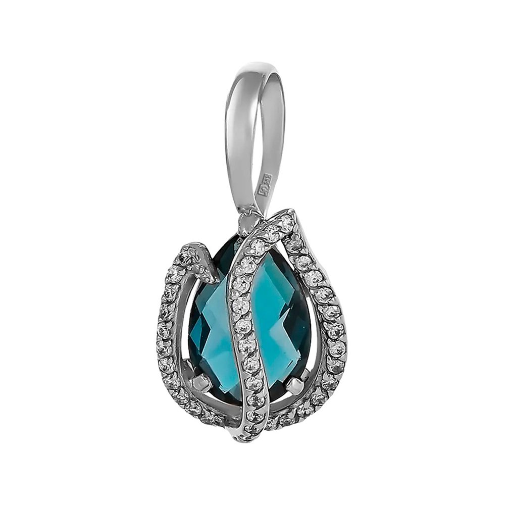 Золотая подвеска с London топазом и фианитами