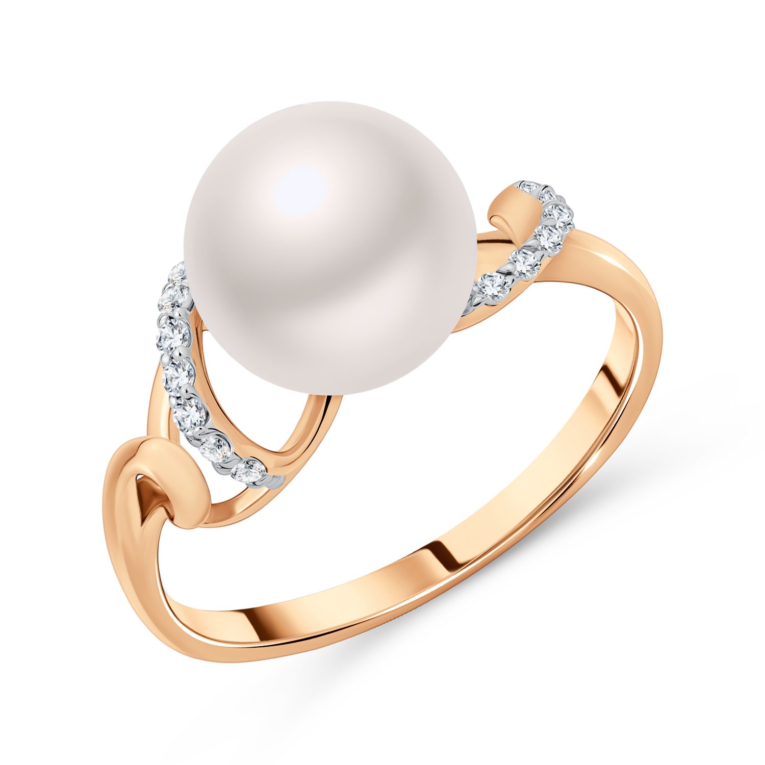 Фото «Золотое кольцо с жемчугом и бриллиантами»