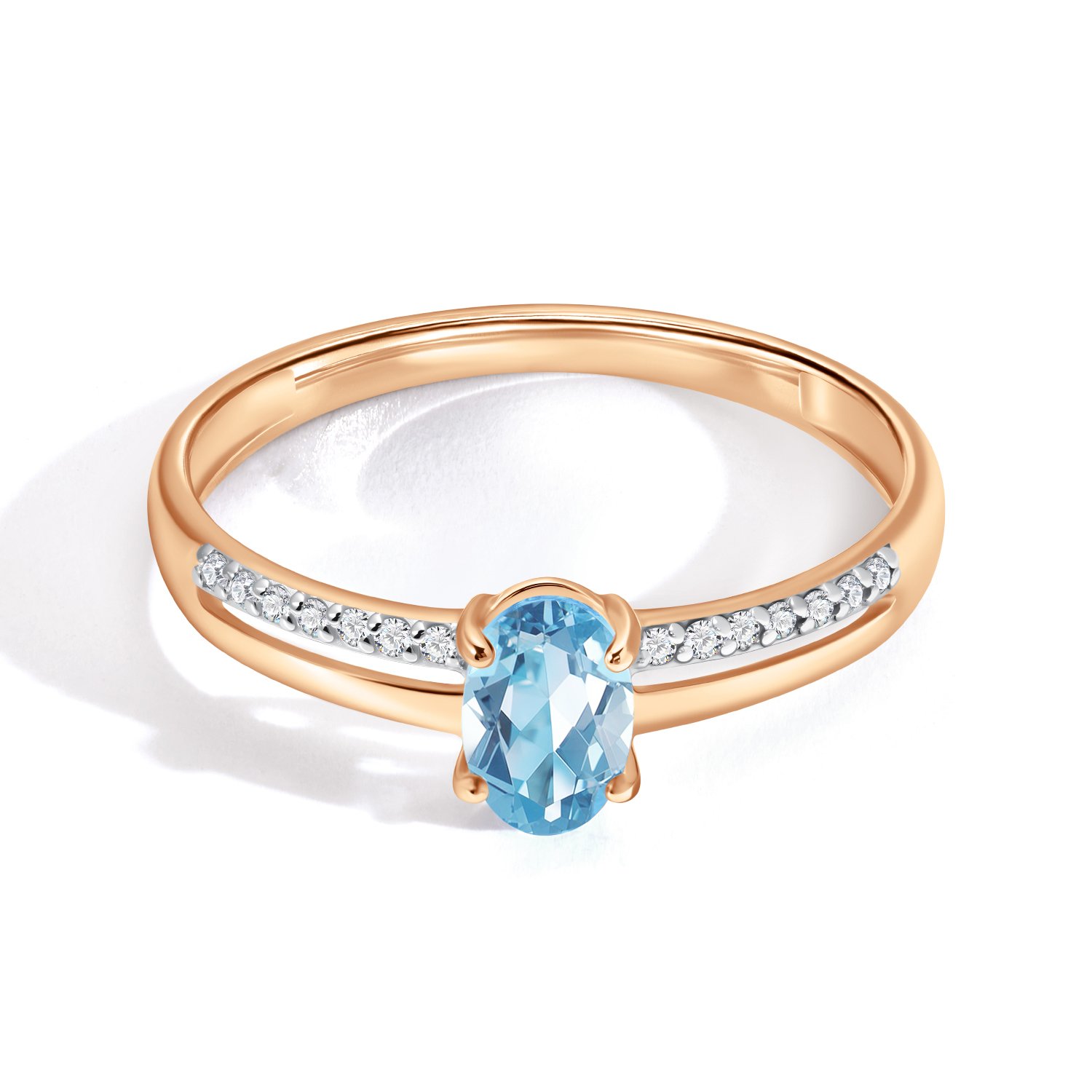 Золотое кольцо с топазом Swiss и бриллиантами