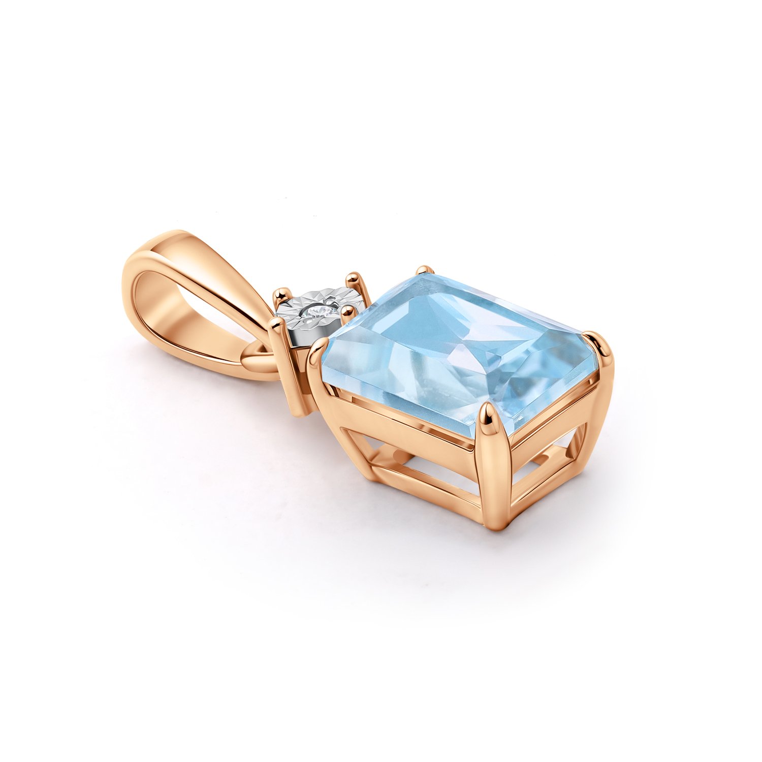 Золотая подвеска с топазом Sky и бриллиантом