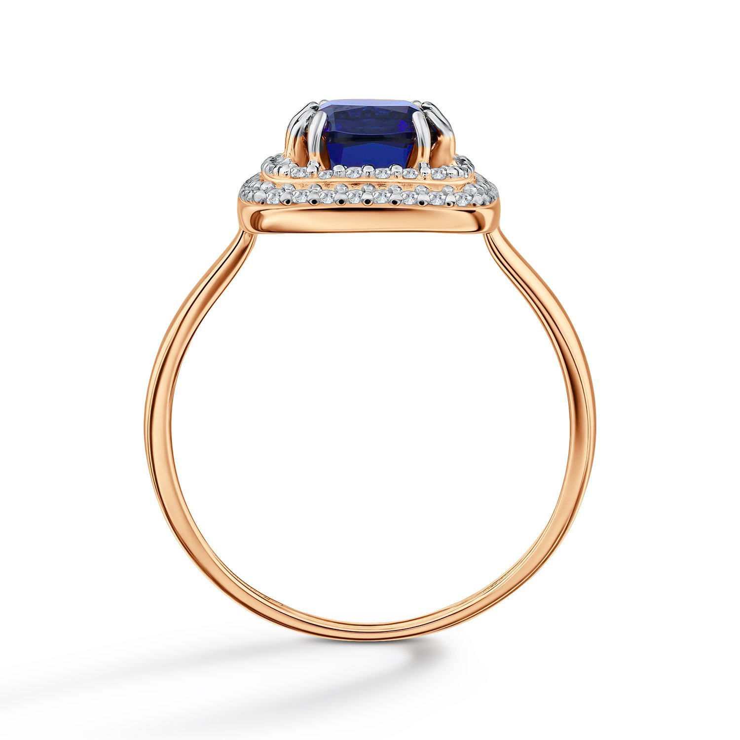 Золотое кольцо с ситаллом и фианитами