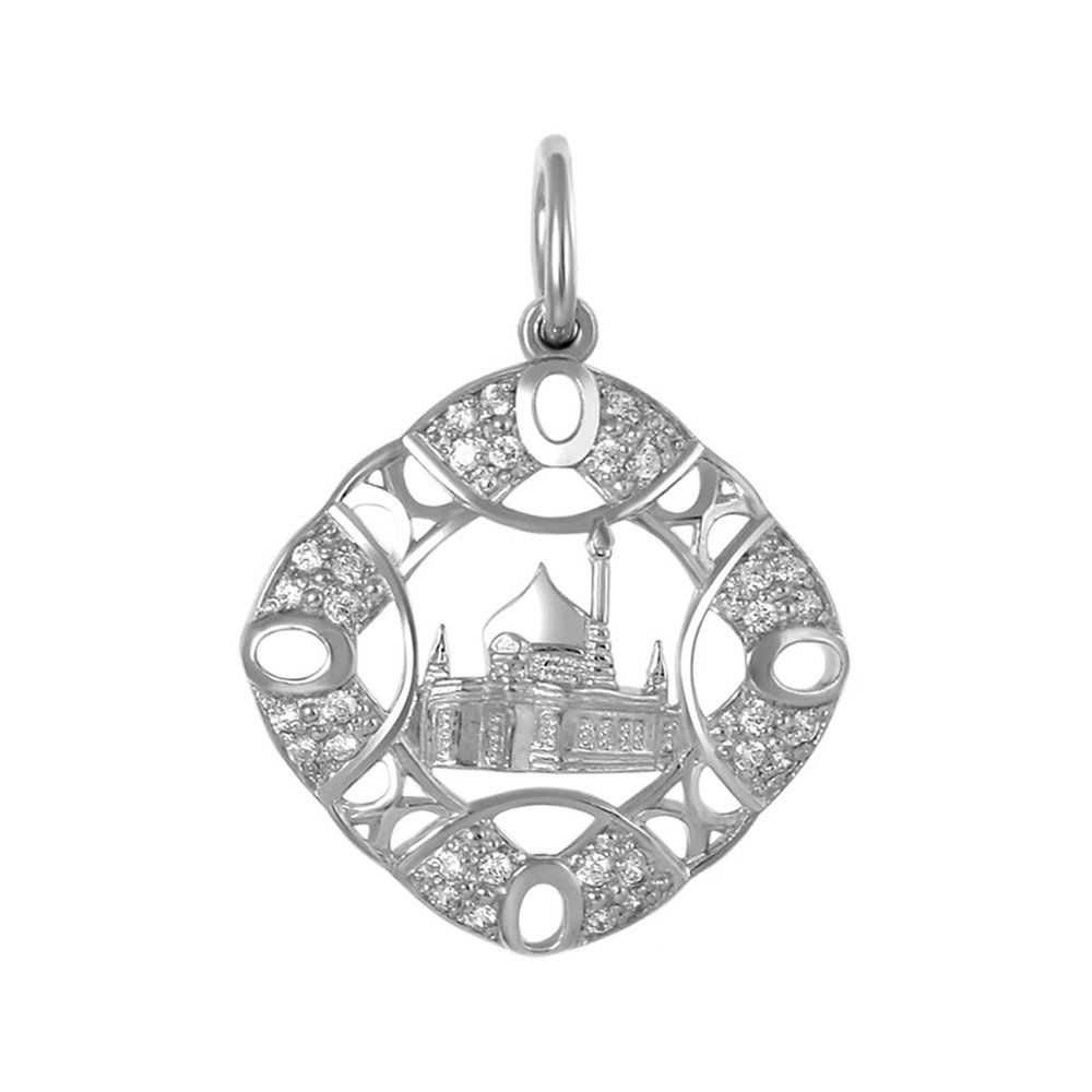 Подвеска Мечеть из серебра с фианитами