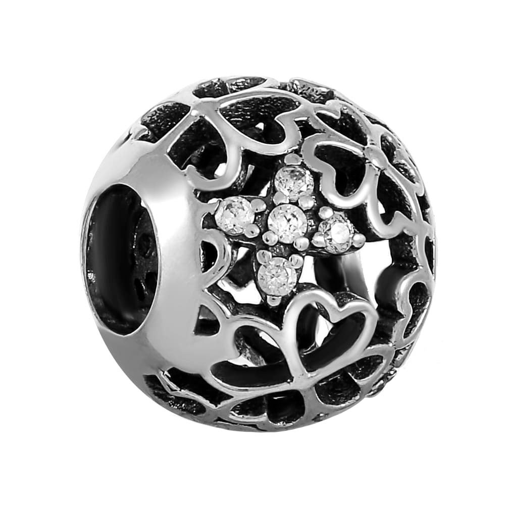 Подвеска-шарм Цветок из серебра с фианитами