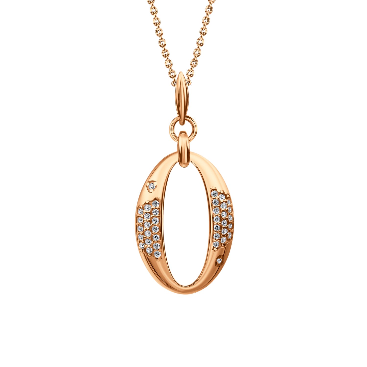 Серебряная подвеска с фианитами и позолотой