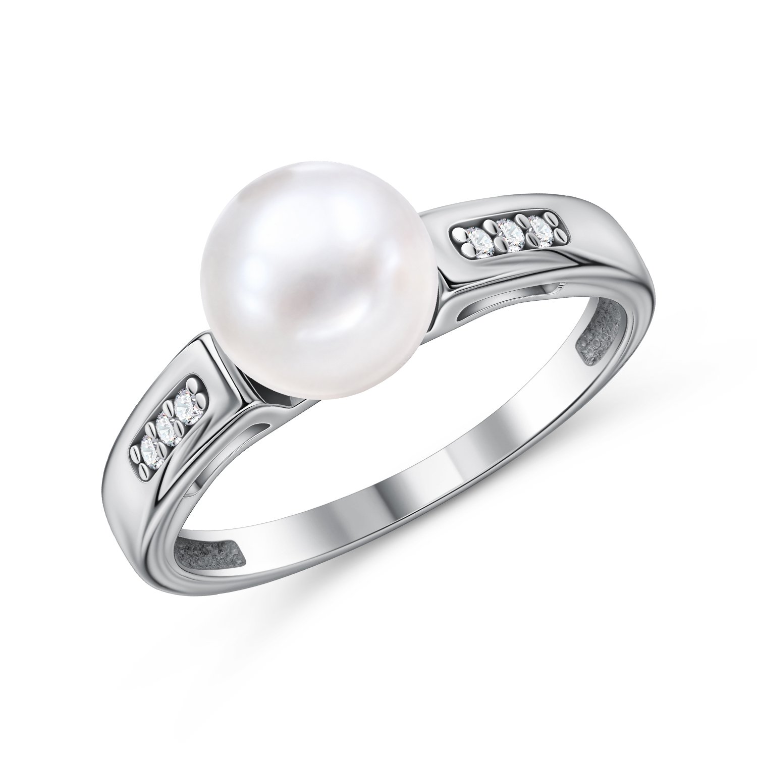 Фото «Серебряное кольцо с жемчугом и фианитами»