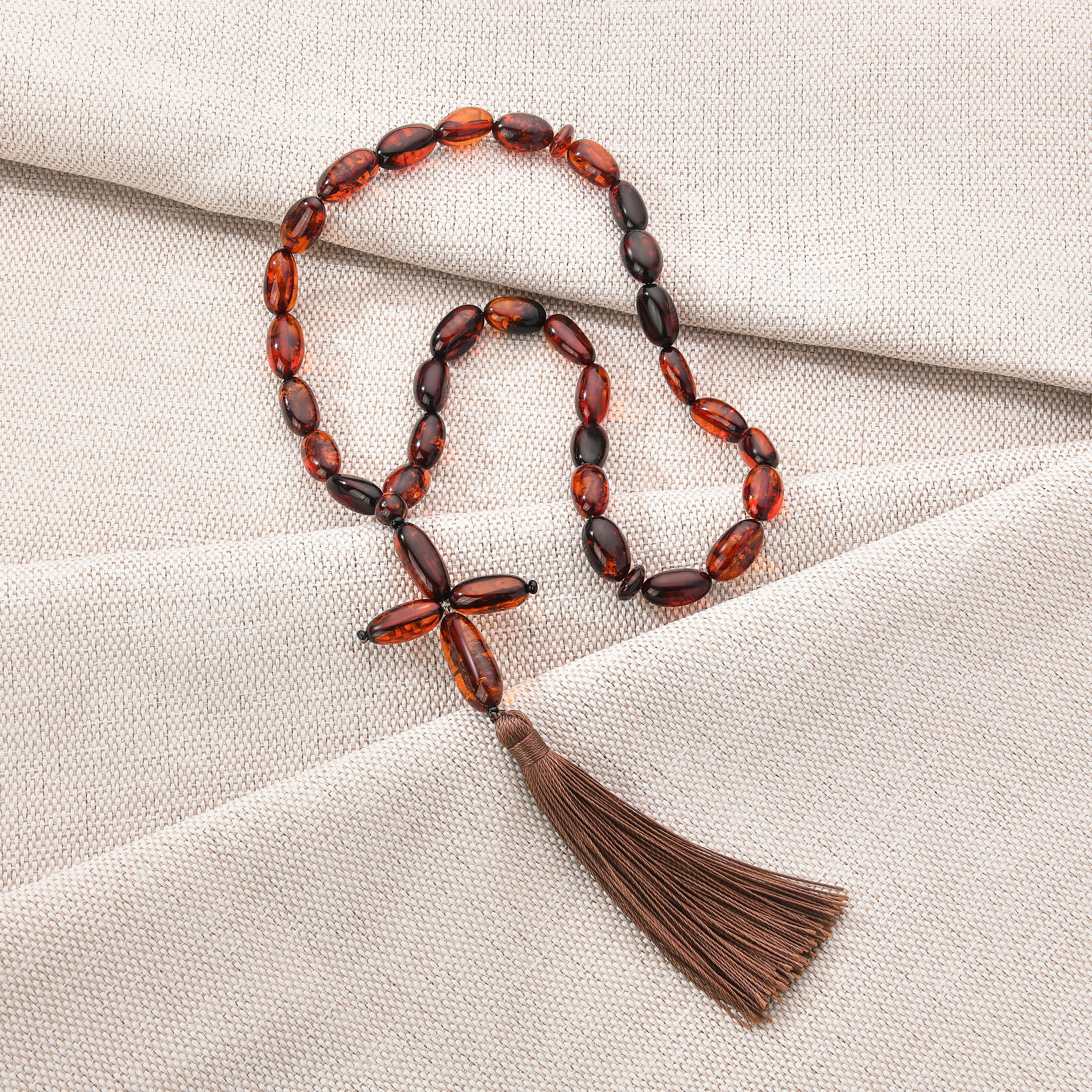 Янтарные православные четки "Слива"