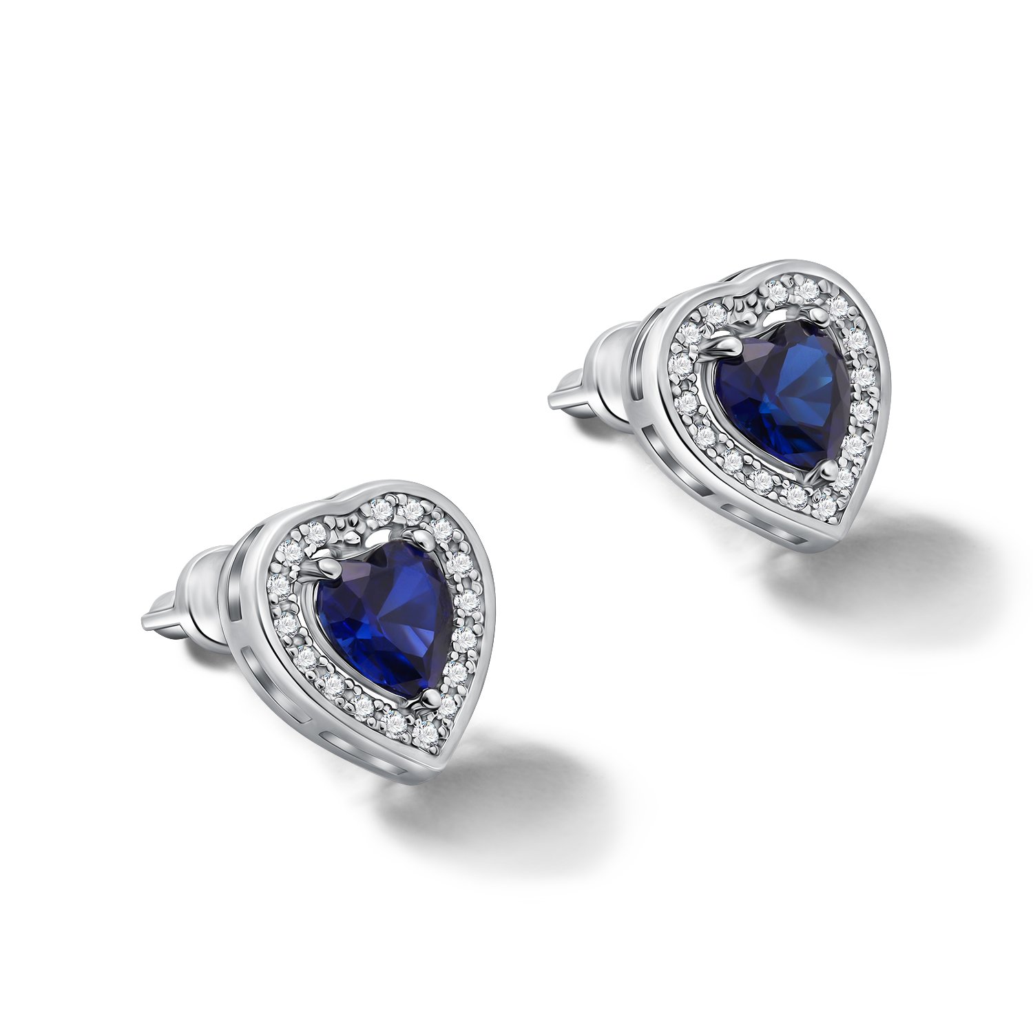 Золотые серьги с сапфирами выращенными и бриллиантами