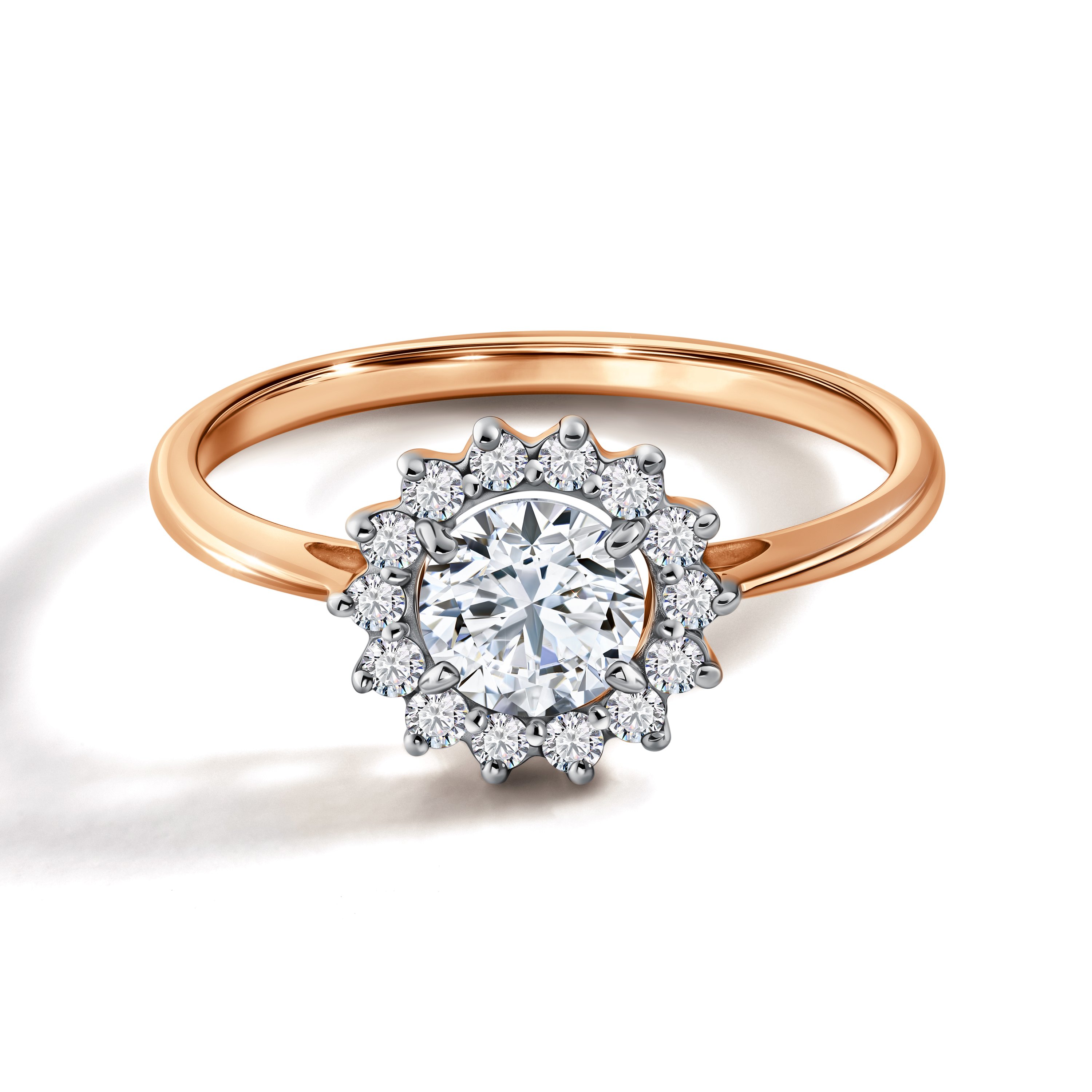 Золотое кольцо с бриллиантами выращенными