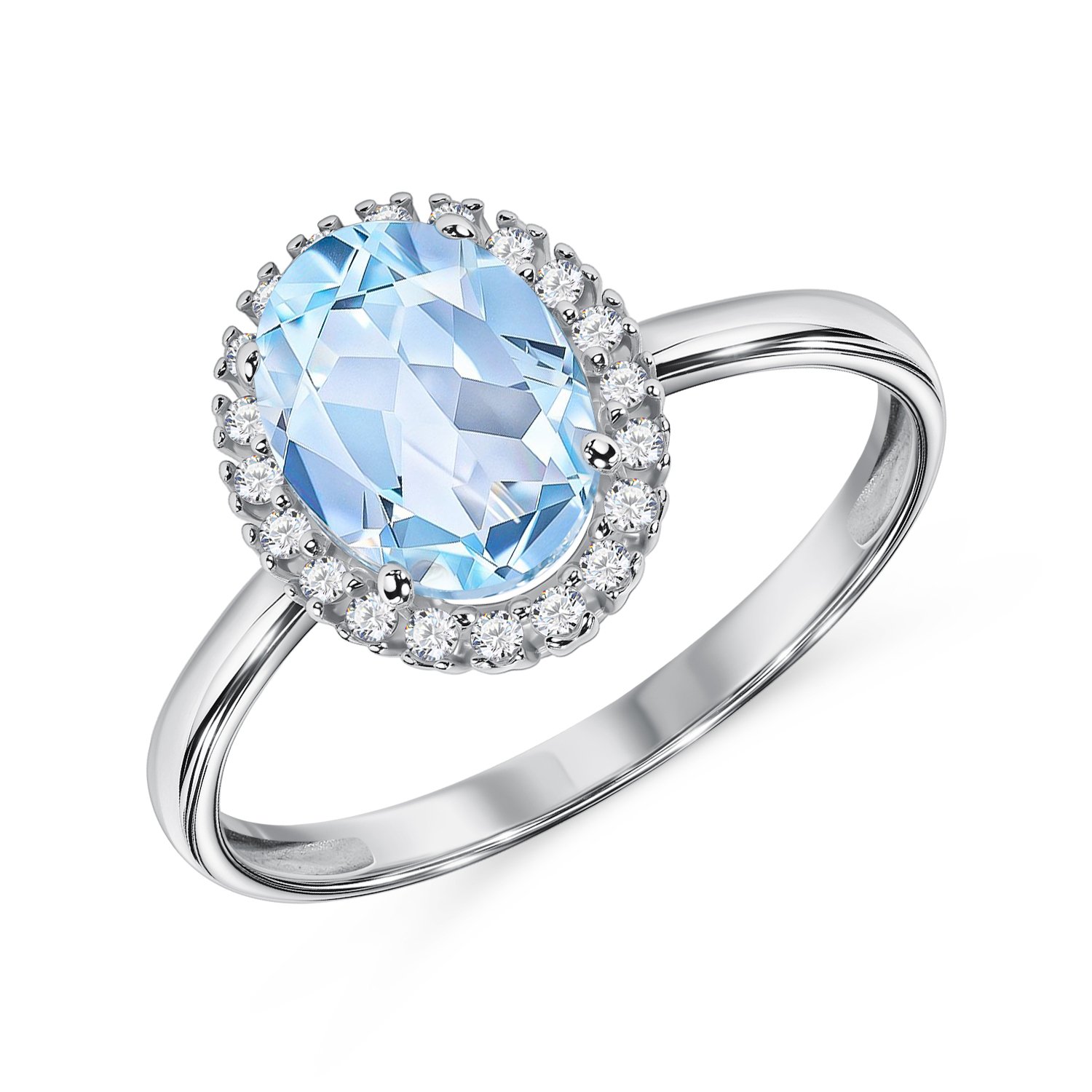 Фото «Золотое кольцо с топазом Sky и бриллиантами»