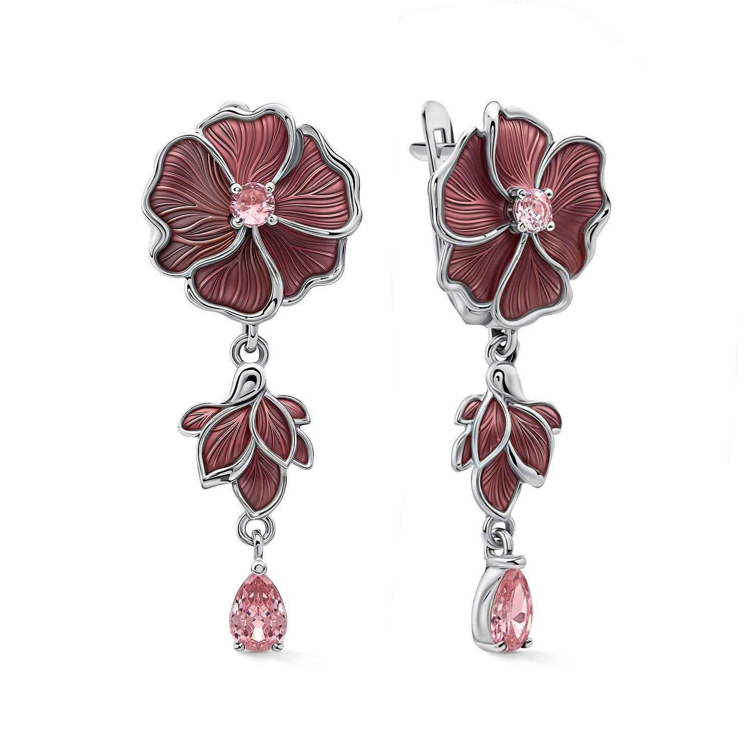 Фото «Серебряные серьги с эмалью и фианитами»