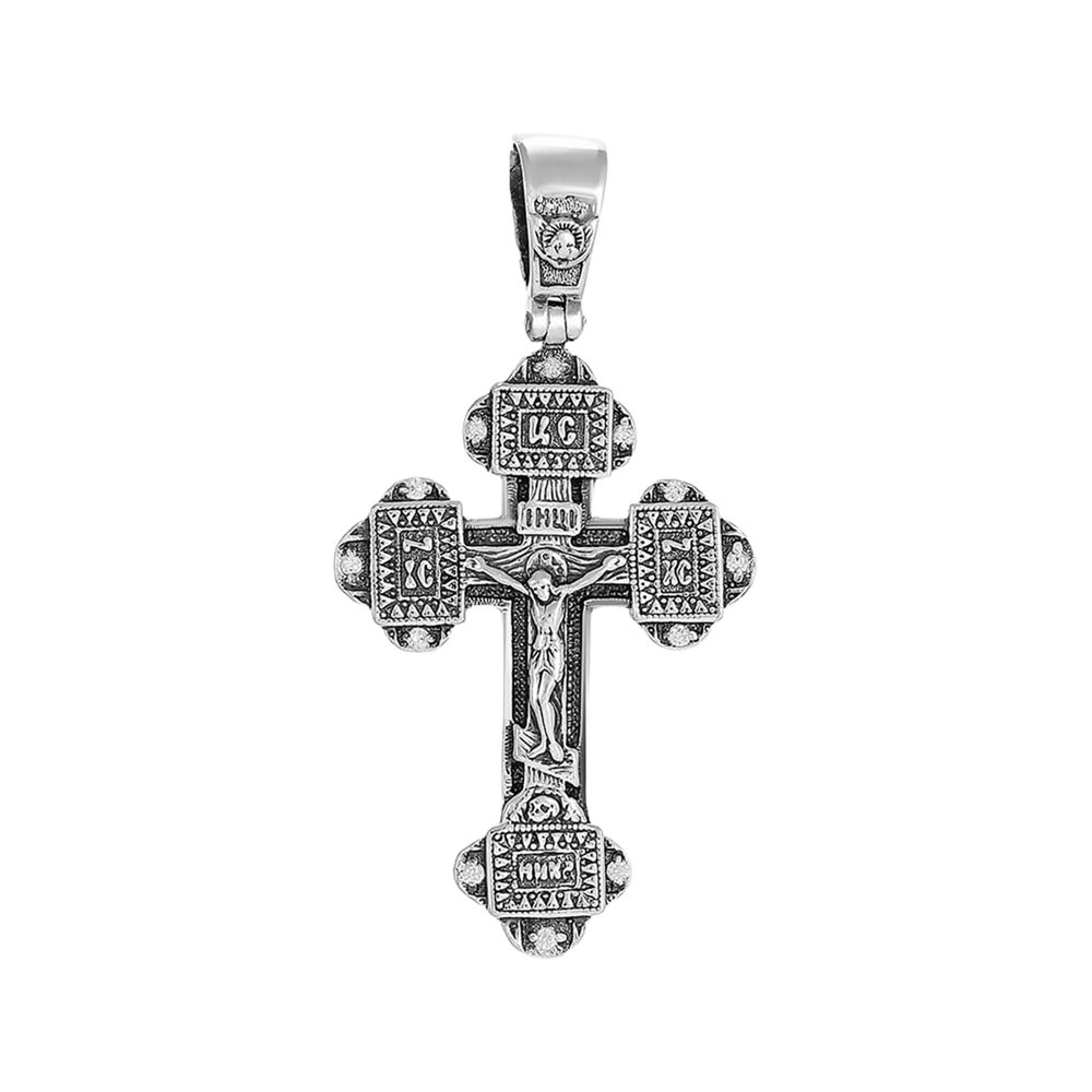 Крестик из серебра с фианитами