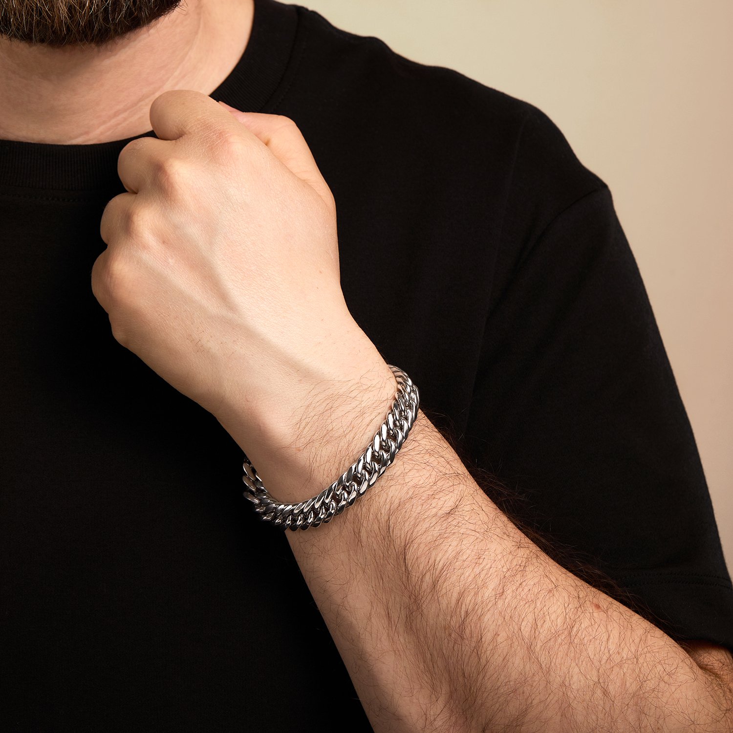 Серебряный браслет ручной работы облегченный