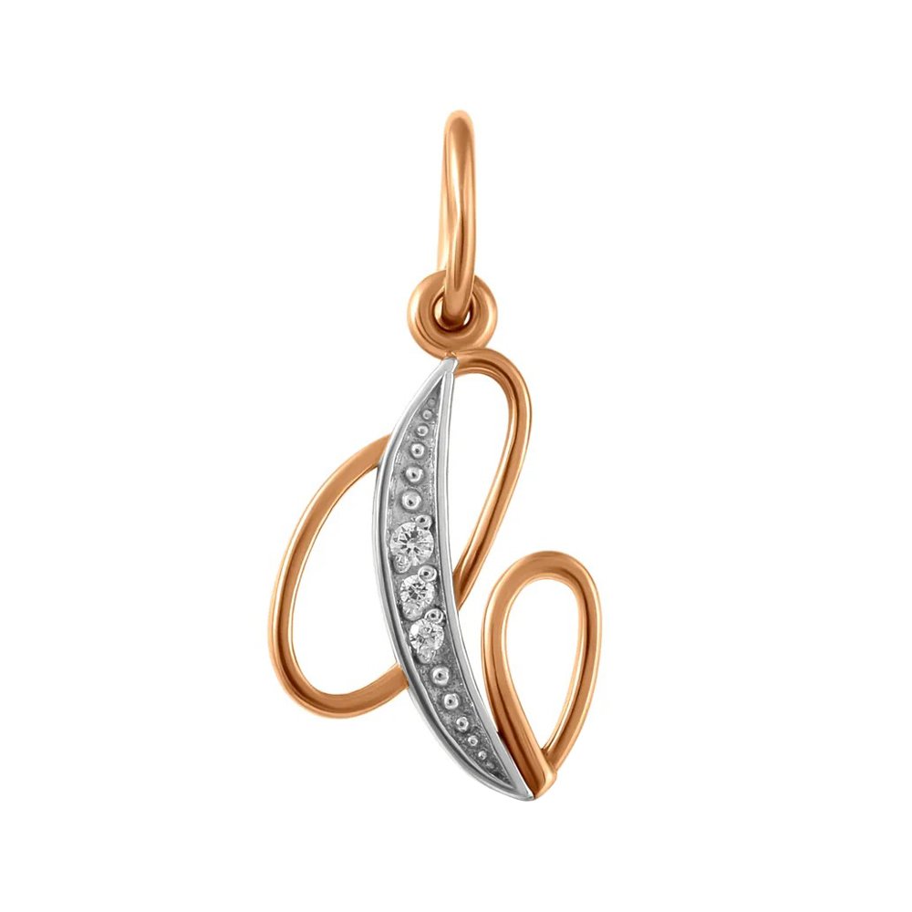 Золотая подвеска буква С с фианитами