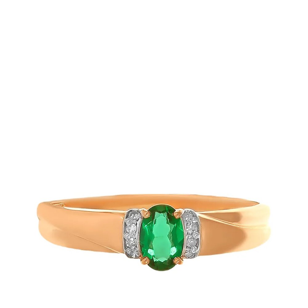 Золотое кольцо с изумрудом и бриллиантами