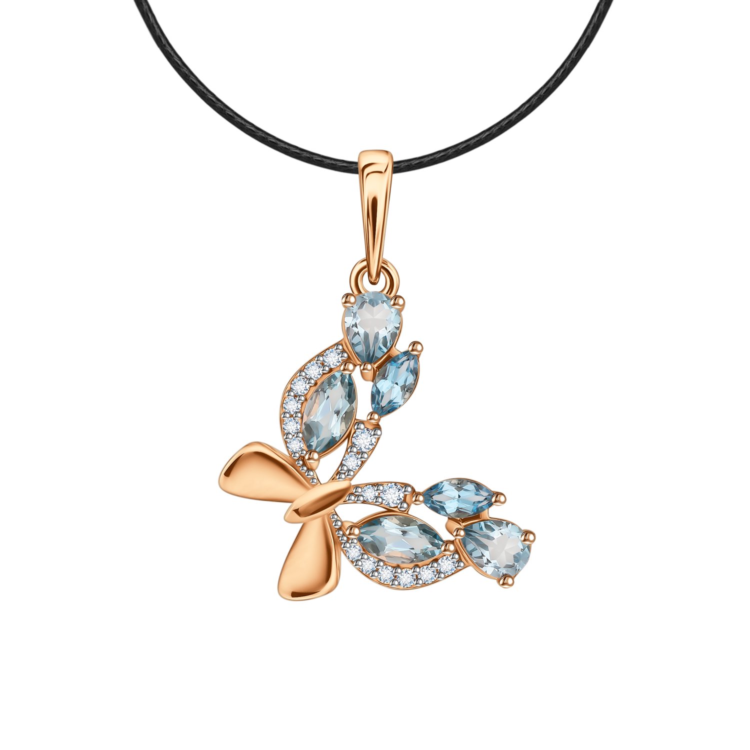 Золотая подвеска с топазами и фианитами