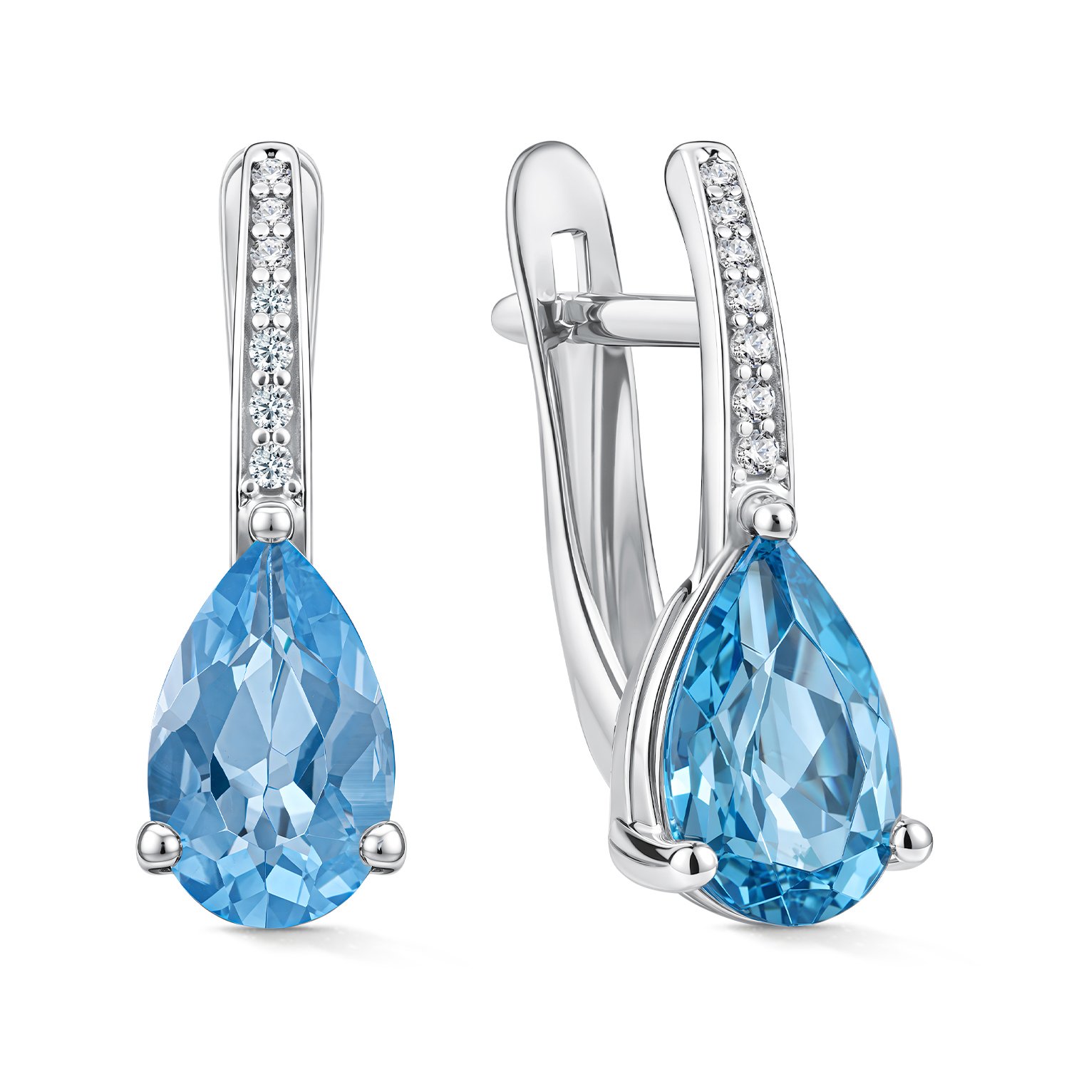 Фото «Золотые серьги с топазами Swiss и фианитами»