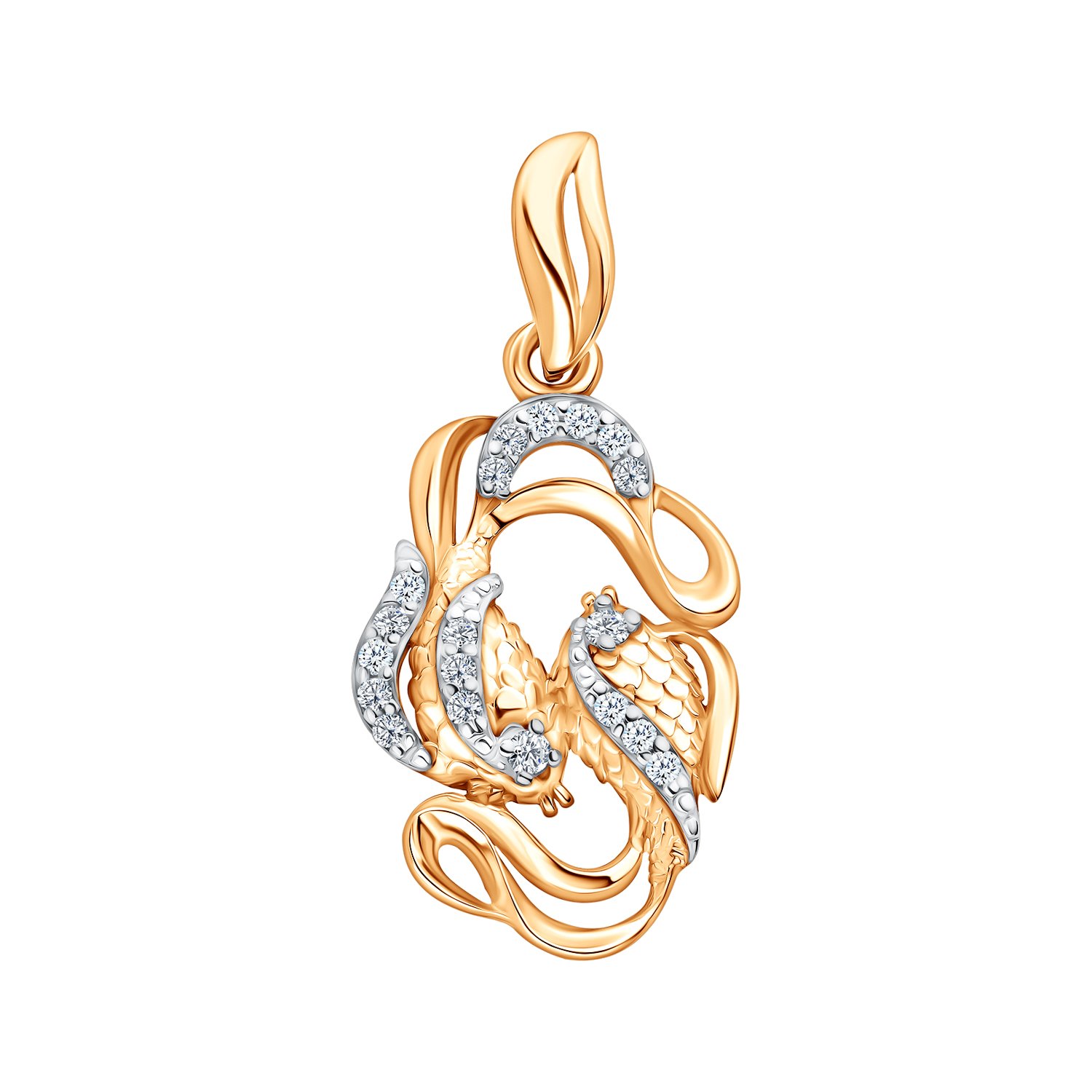 Золотая подвеска с фианитами со знаком зодиака Рыбы